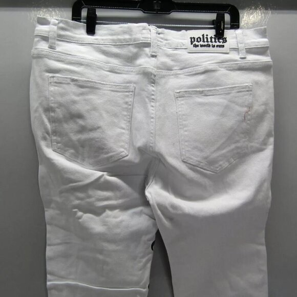 NEW POLITICS JEANS Men's Pant White Barkley Stacked Embroidery 5 Pocket Size 40 - Picture 9 of 13